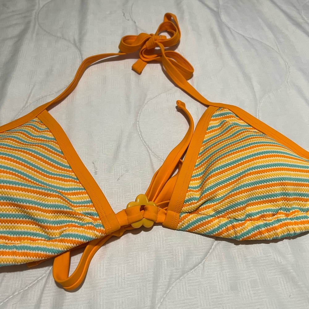 Forever 21 Orange Striped Bikini Top